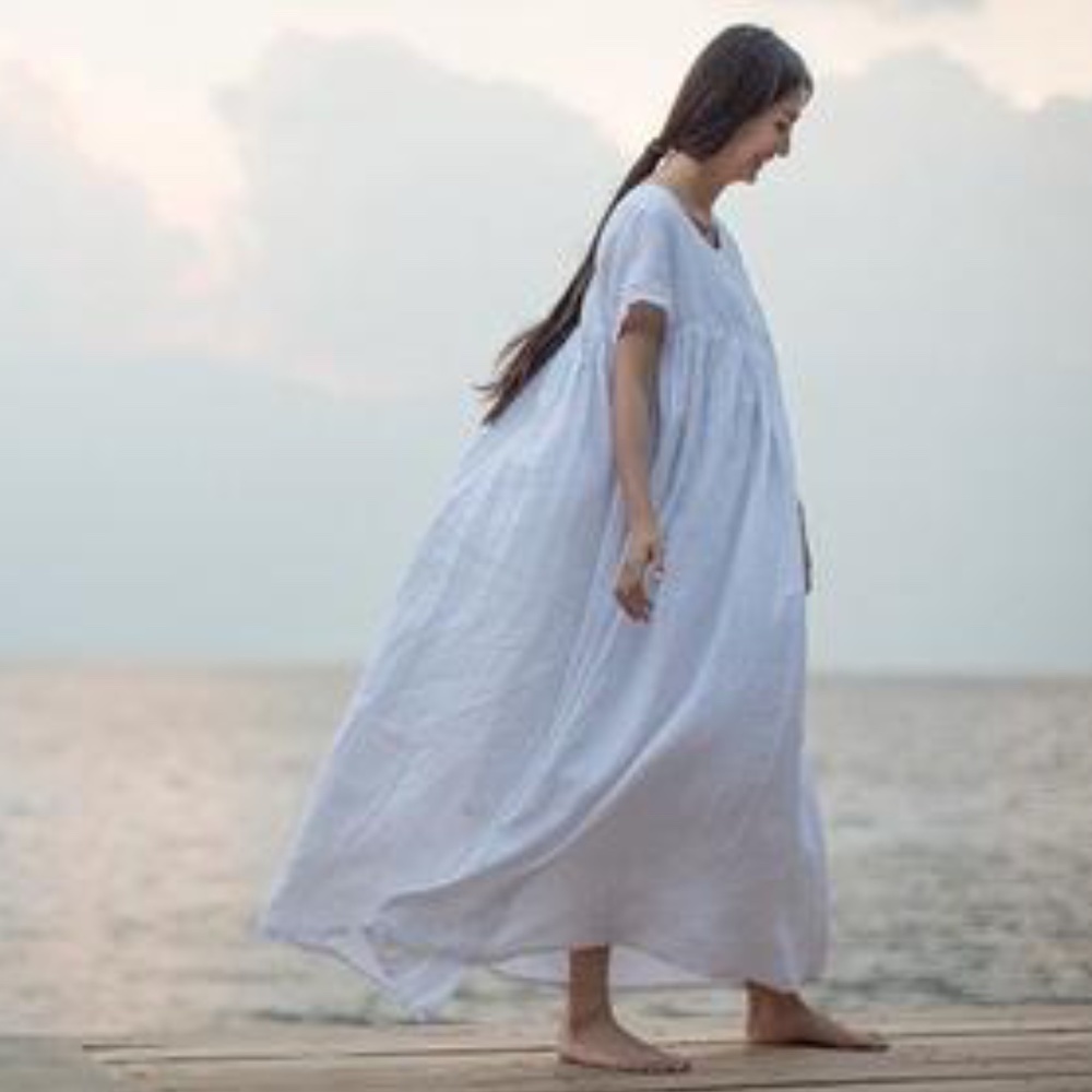 White Linen Maxi Dress